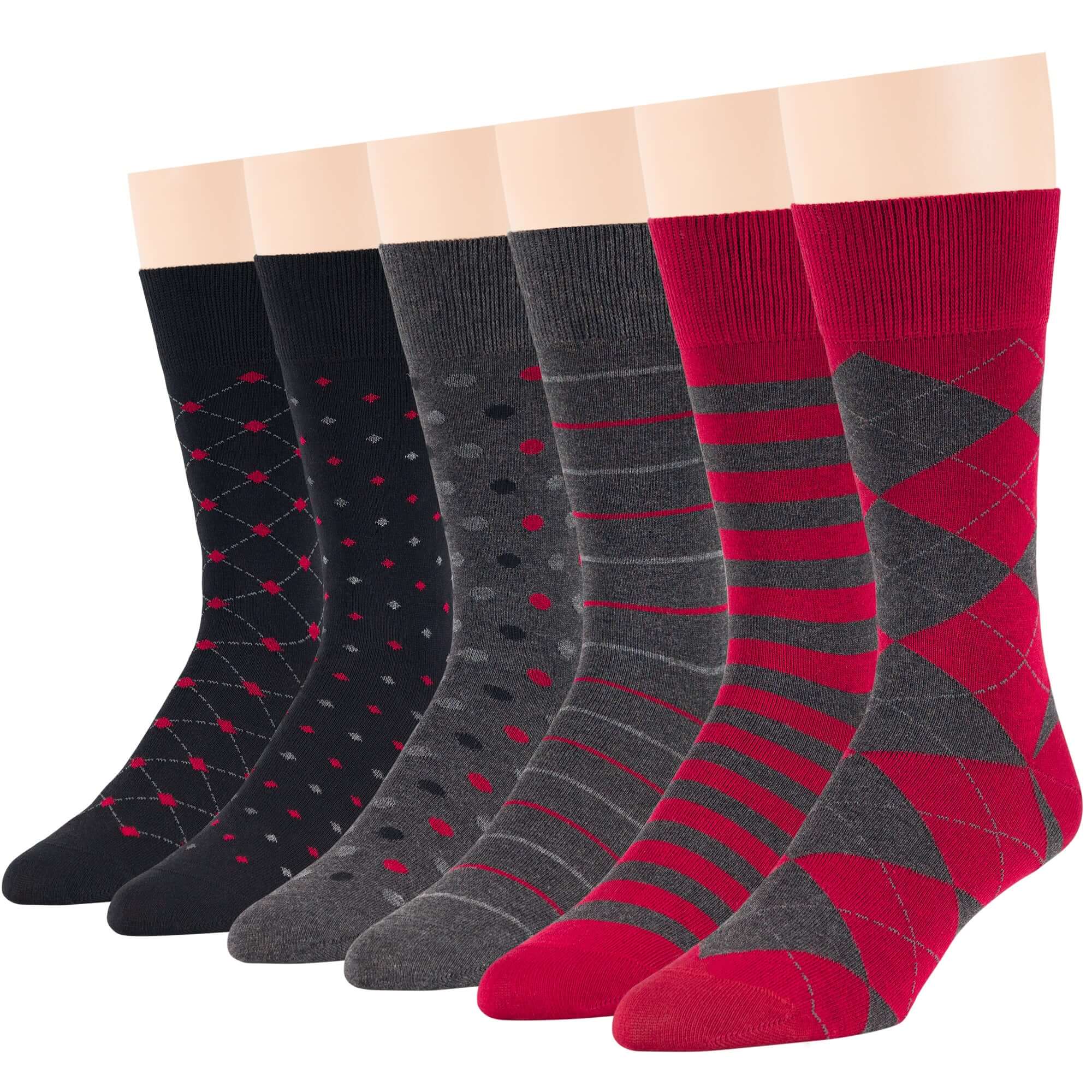 Men s Cotton Patterned Crew Socks 6 Pack Argyle Polka Dot Stripe men-s-cotton-patterned-crew-socks-6-pack-argyle-polka-dot-stripe