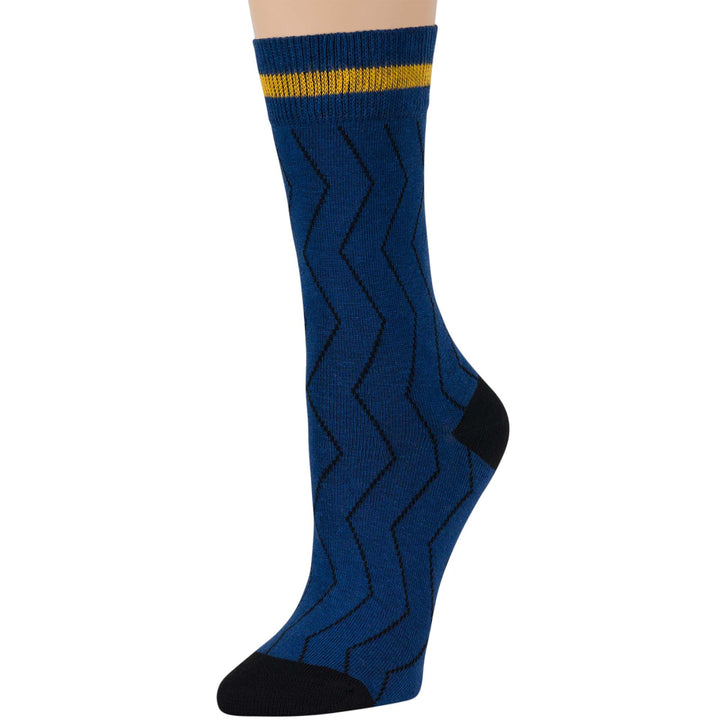 women-cotton-crew-fun-sock-4 pack-large-geometric-pattern-blue-black-yellow