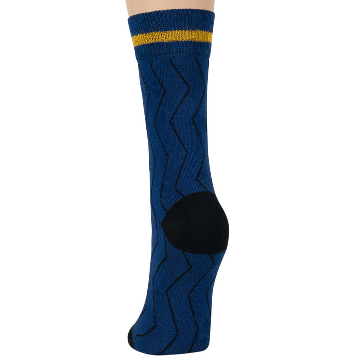 women-cotton-crew-fun-sock-4 pack-large-geometric-pattern-blue-black-yellow