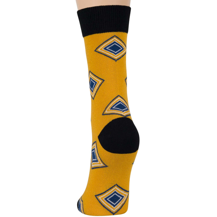 women-cotton-crew-fun-sock-4 pack-large-geometric-pattern-blue-black-yellow