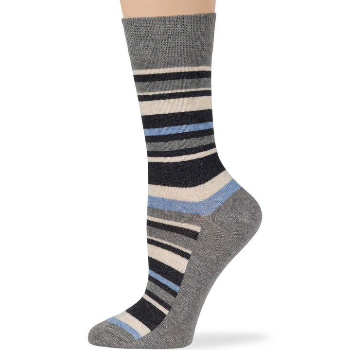 women-cotton-crew-fun-sock-4 pack-large-indian-geometric-patterns-grey-charcoal-sand-blue