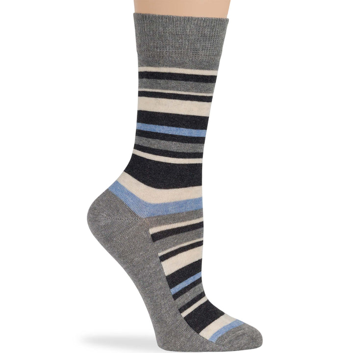 women-cotton-crew-fun-sock-4 pack-large-indian-geometric-patterns-grey-charcoal-sand-blue