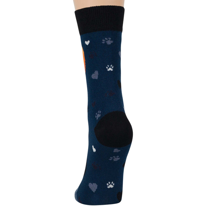 women-cotton-crew-fun-sock-4 pack-large-cat-moon-heart-black-lıght navy-blue-grey