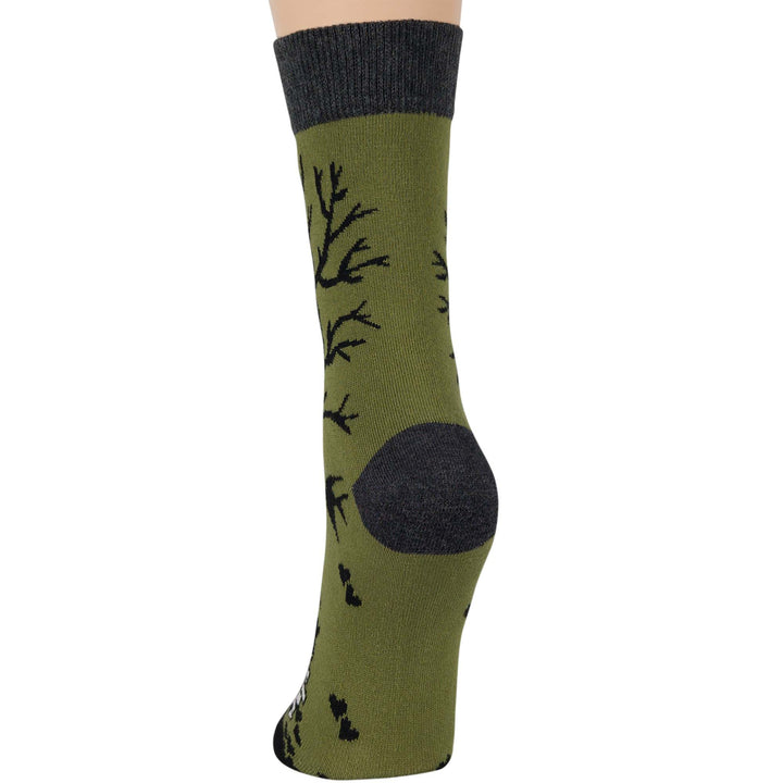 women-cotton-crew-fun-sock-4 pack-large-love-bird-book-tree-black-grey-olive green-ecru