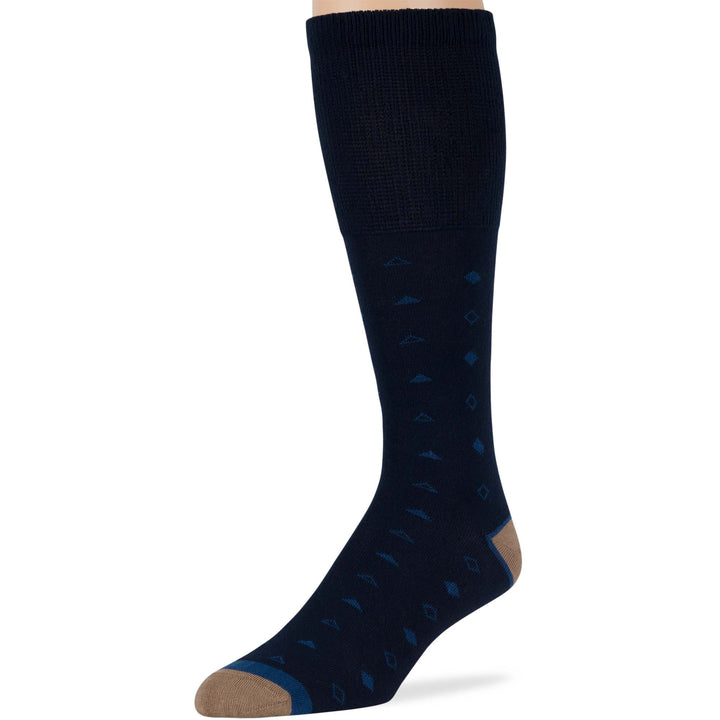 men-diabetic-cotton-non-binding-mid-calf-socks-5 pack-large-pattern-dark navy-navy-beige