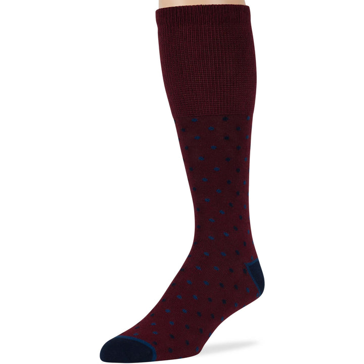 men-diabetic-cotton-non-binding-mid-calf-socks-5 pack-large-pattern-dark navy-burgundy