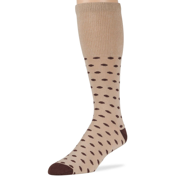 men-diabetic-cotton-non-binding-mid-calf-socks-5 pack-large-pattern-brown-light beige