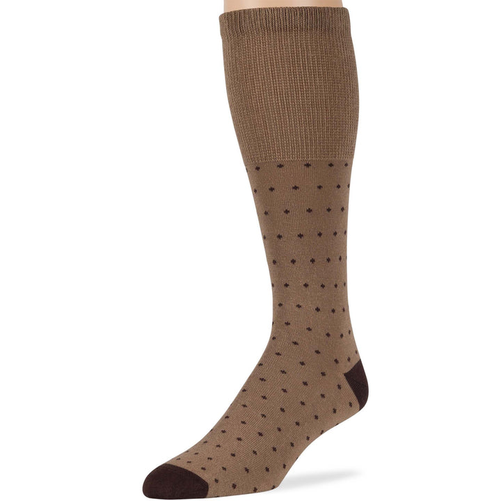 men-diabetic-cotton-non-binding-mid-calf-socks-5 pack-large-pattern-dark brown-beige