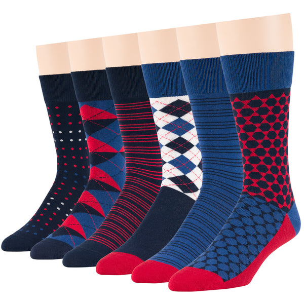 men-cotton-novelty-sock-6-pack-large-argyle-diamond-hexagon-dot-stripe-blue-red