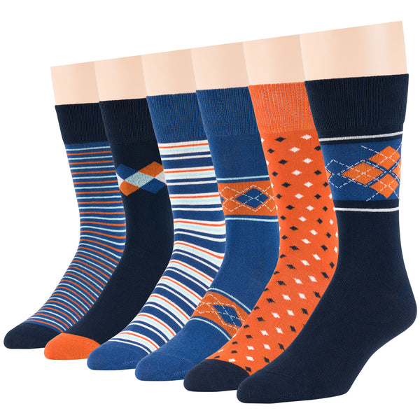 men-cotton-novelty-sock-6-pack-argyle-diamond-dots-striped-large-navy-orange