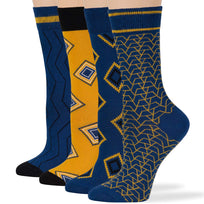 Women's Cotton Novelty Crew Socks - 4 Pack - Geometric (A52)