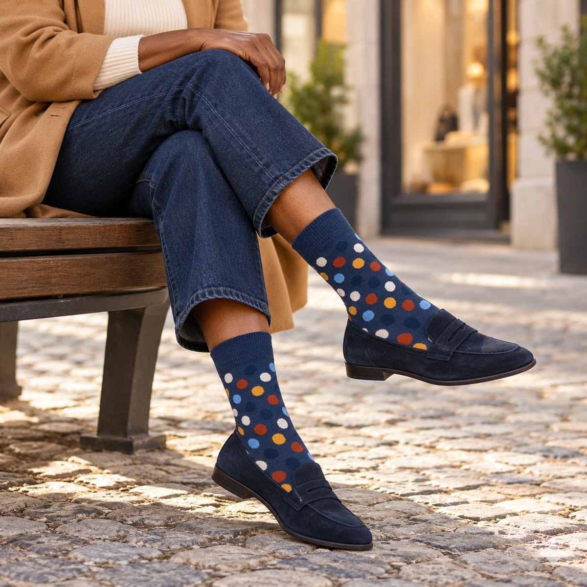 Women Cotton Patterned Crew Socks - 4 Pack - Black