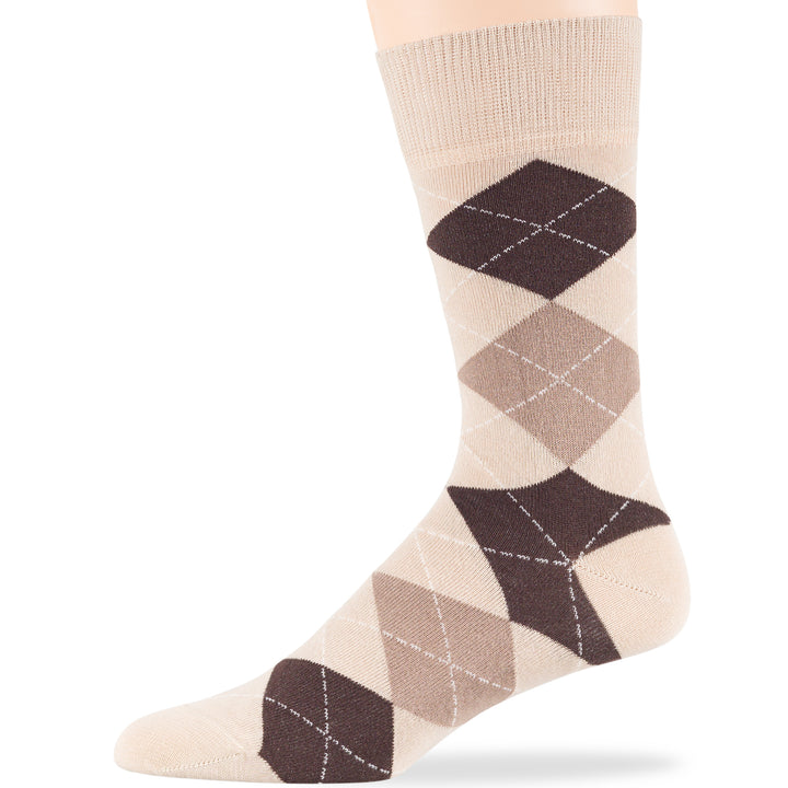 men-cotton-dress-socks-6-pack-large-argyle-polka-dot-stripes-light-beige