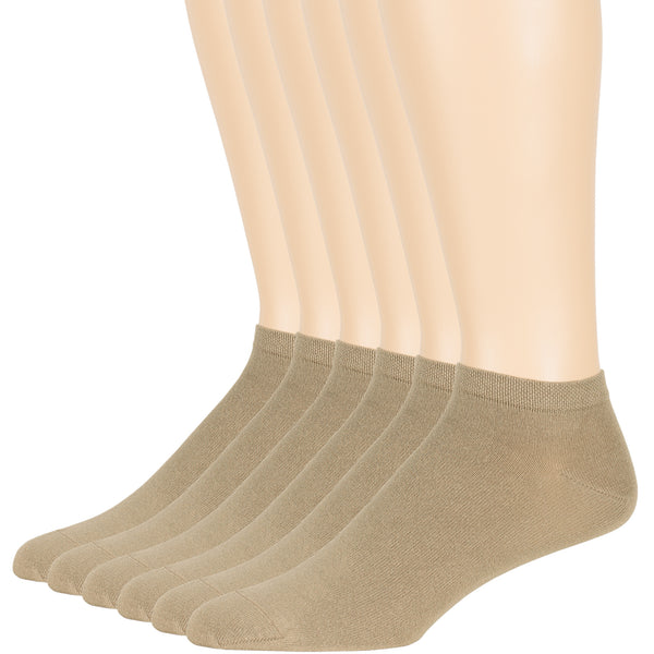 Men's Bamboo Ankle Socks - 6 Pack - Beige