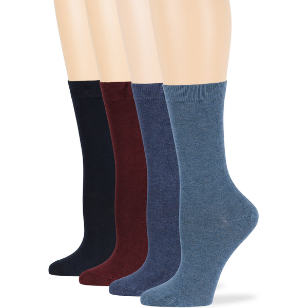 women-bamboo-socks-4-pack-crew-large-10-12-dark-navy-burgundy-light-navy-denim-blue