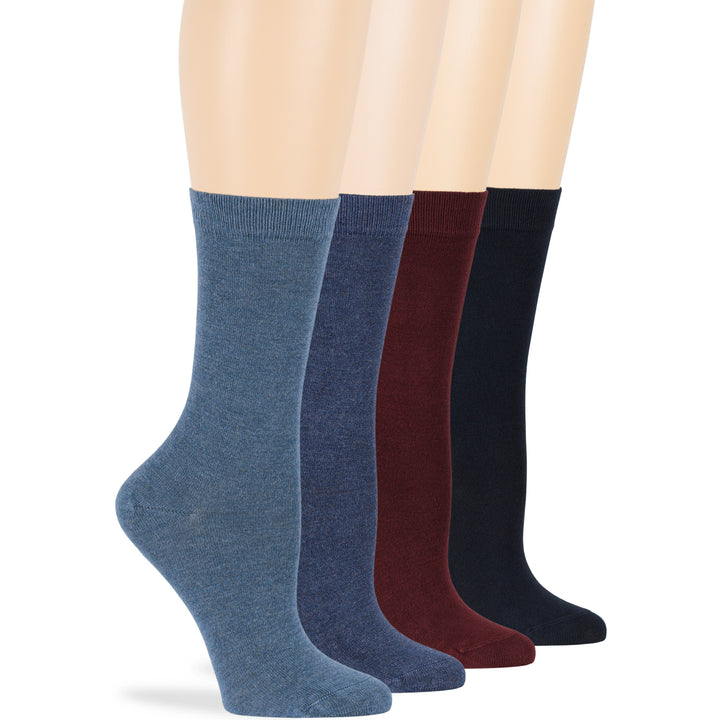 women-bamboo-socks-4-pack-crew-large-10-12-dark-navy-burgundy-light-navy-denim-blue