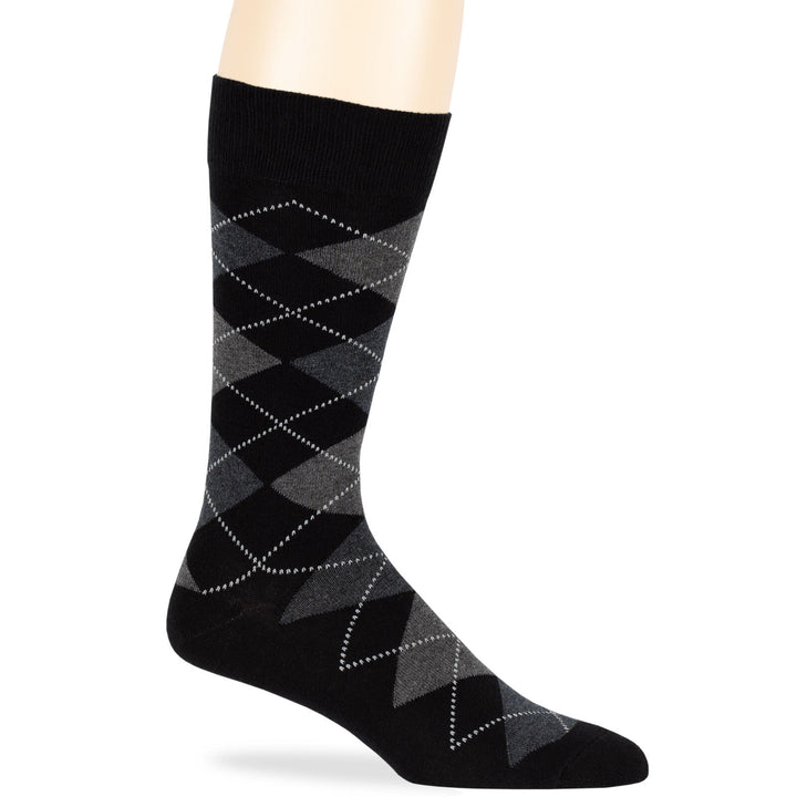 men-cotton-dress-socks-6-pack-crew-large-10-13-argyle-patterned-black