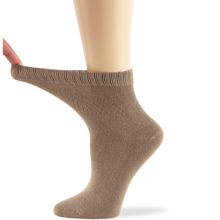 women-bamboo-diabetic-ankle-sock-thin-soft-breathable-seamless-non-binding-4 pairs-large-beige