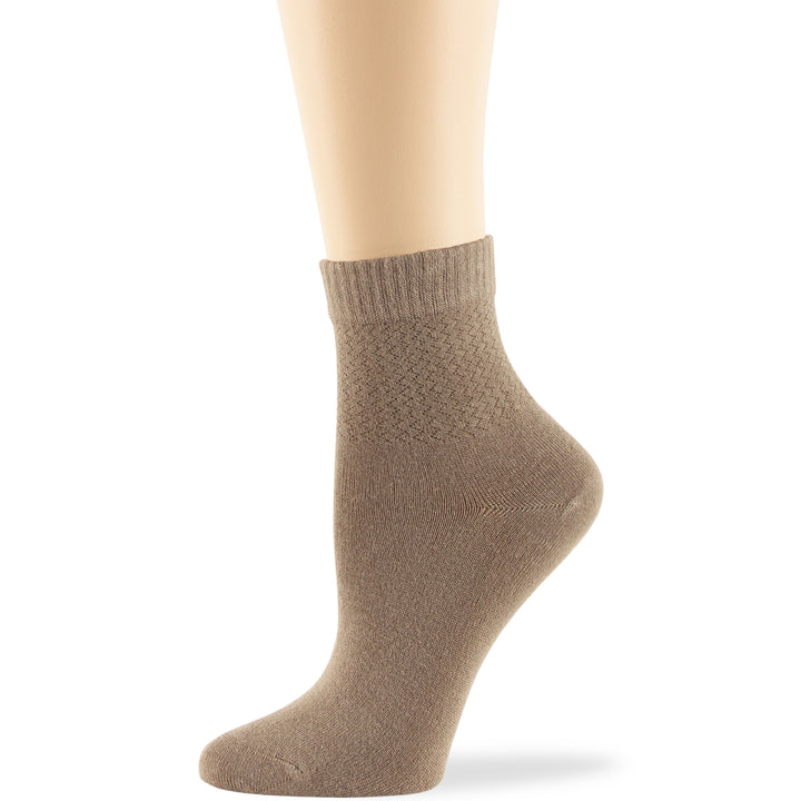 women-bamboo-diabetic-ankle-sock-thin-soft-breathable-seamless-non-binding-4 pairs-large-beige