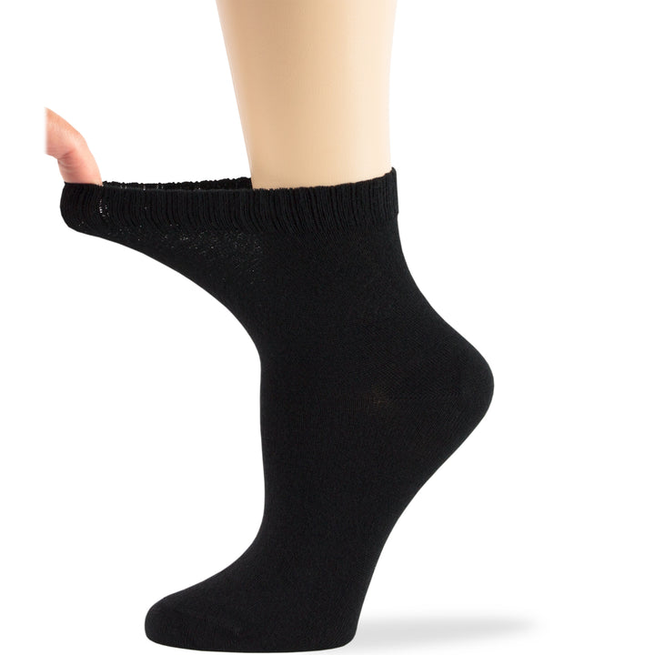 women-bamboo-diabetic-ankle-sock-thin-soft-breathable-seamless-non-binding-4 pairs-large-black