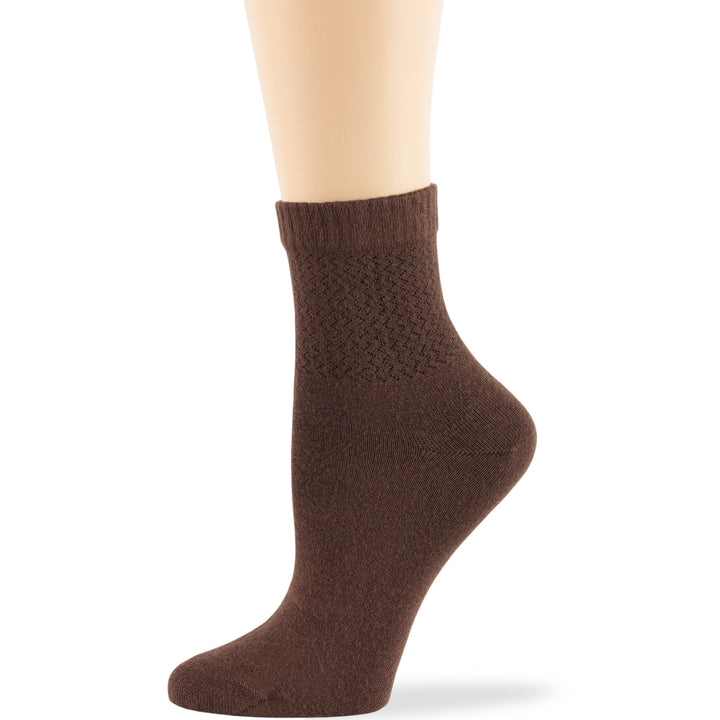 women-bamboo-diabetic-ankle-sock-thin-soft-breathable-seamless-non-binding-4 pairs-large-brown