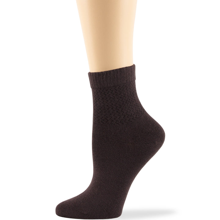 women-bamboo-diabetic-ankle-sock-thin-soft-breathable-seamless-non-binding-4 pairs-large-dark-brown