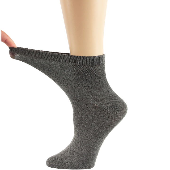 women-bamboo-diabetic-ankle-sock-thin-soft-breathable-seamless-non-binding-4 pairs-large-dark-grey