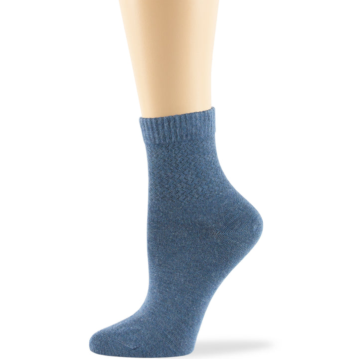 women-bamboo-diabetic-ankle-sock-thin-soft-breathable-seamless-non-binding-4 pairs-large-denim-blue