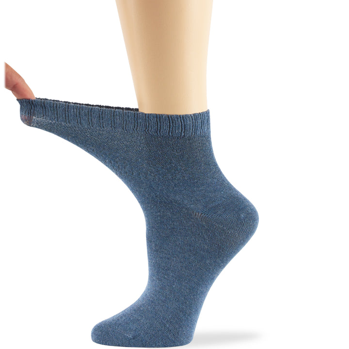 women-bamboo-diabetic-ankle-sock-thin-soft-breathable-seamless-non-binding-4 pairs-large-denim-blue