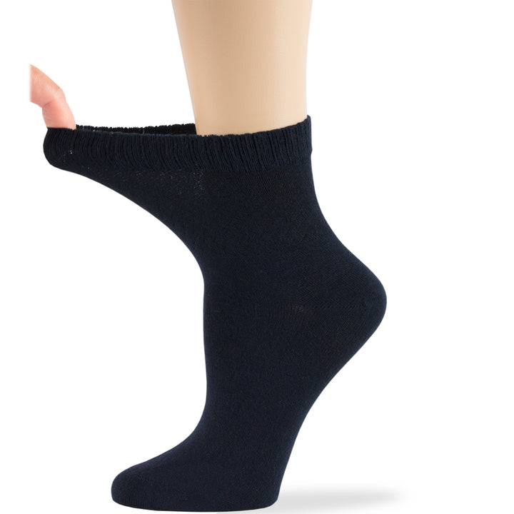 women-bamboo-diabetic-ankle-sock-thin-soft-breathable-seamless-non-binding-4 pairs-large-dark-navy