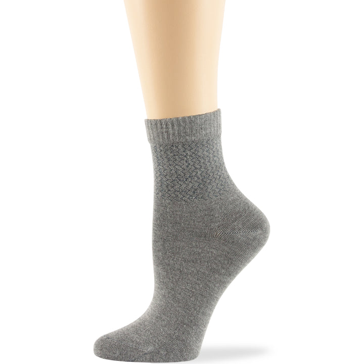 women-bamboo-diabetic-ankle-sock-thin-soft-breathable-seamless-non-binding-4 pairs-large-gray