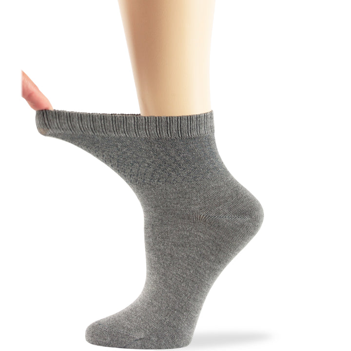 women-bamboo-diabetic-ankle-sock-thin-soft-breathable-seamless-non-binding-4 pairs-large-gray