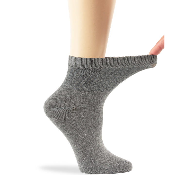 women-bamboo-diabetic-ankle-sock-thin-soft-breathable-seamless-non-binding-4 pairs-large-gray