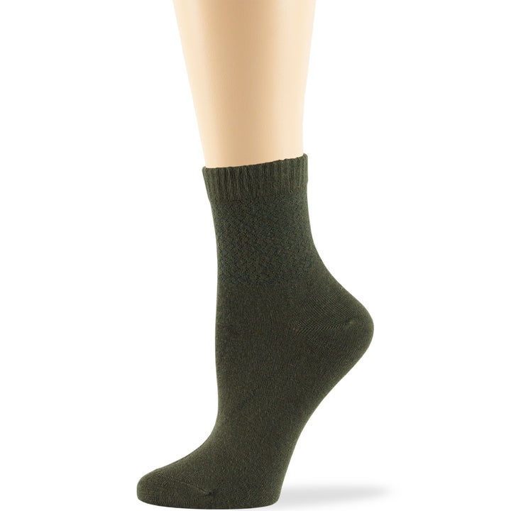women-bamboo-diabetic-ankle-sock-thin-soft-breathable-seamless-non-binding-4 pairs-large-olive-green
