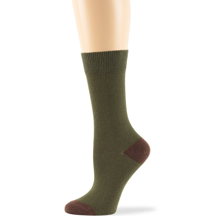 women-cotton-crew-socks-4 pairs-large-hadgehog-fox-olive-green