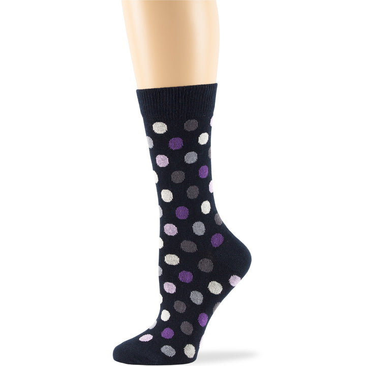 women-cotton-calf-socks-4 pack-large-polka-navy-blue