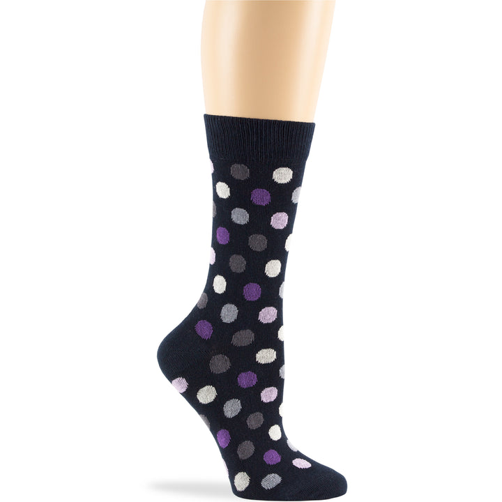 women-cotton-calf-socks-4 pack-large-polka-navy-blue