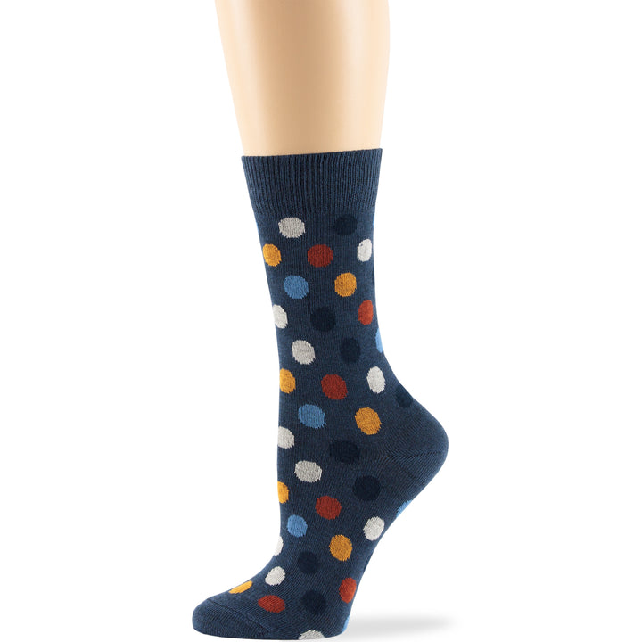 women-cotton-crew-socks-4 pack-large-polka-light-navy-blue