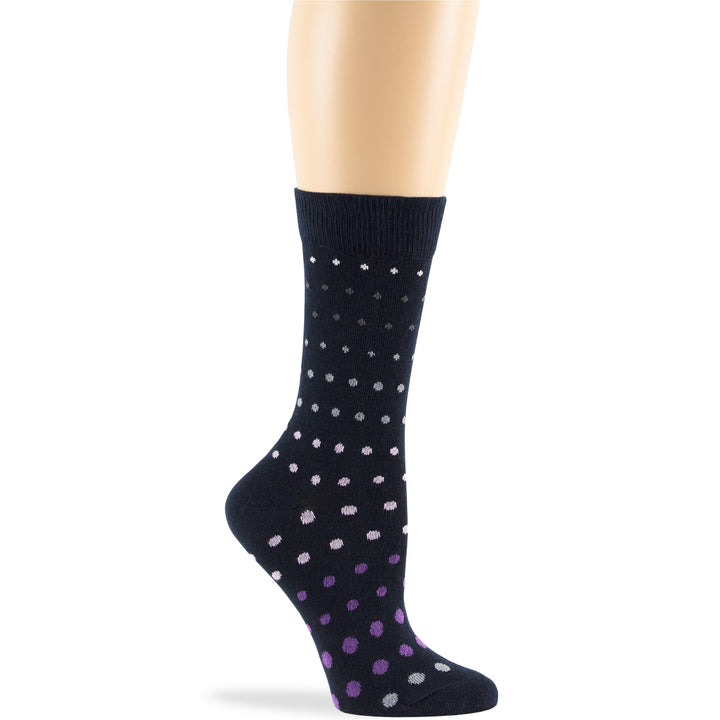 women-cotton-calf-socks-4 pack-large-polka-dots-navy-blue