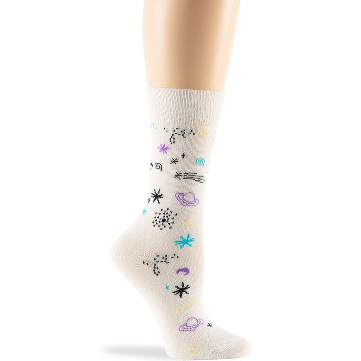 women-novelty-cotton-calf-socks-4 pack-large-space-cosmos-white