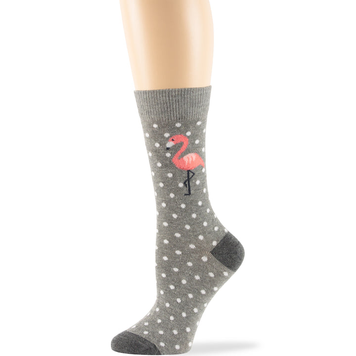 women-novelty-cotton-calf-socks-4 pack-large-flamingo-grey