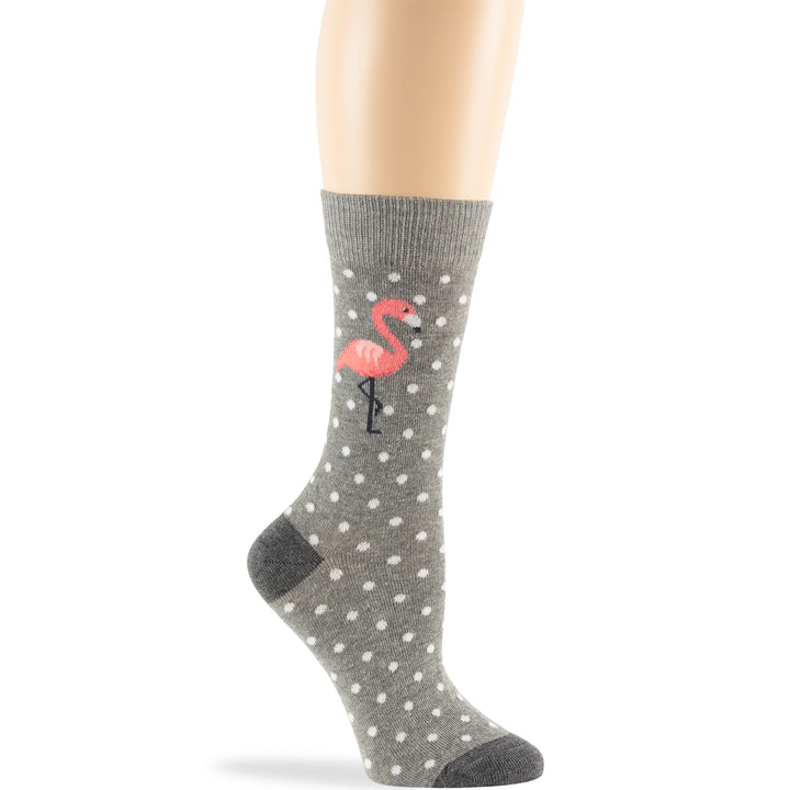 women-novelty-cotton-calf-socks-4 pack-large-flamingo-grey