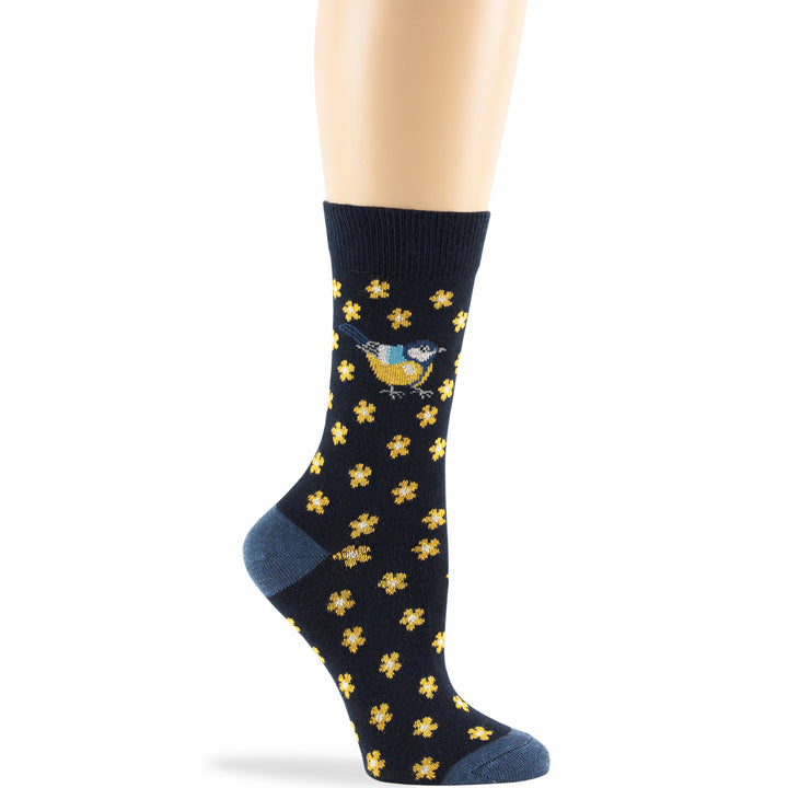 women-novelty-cotton-calf-socks-4 pack-large-birds-navy