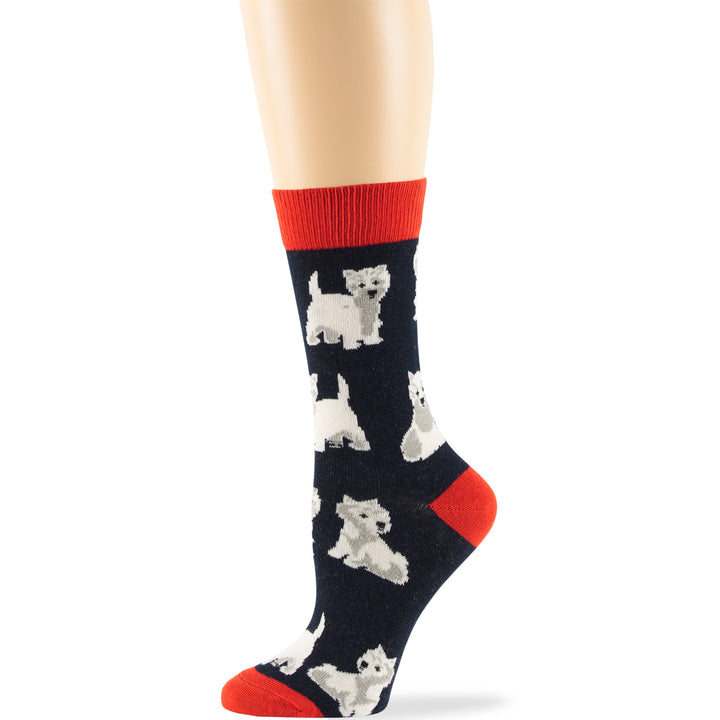 women-cotton-calf-socks-4 pack-large-medium-spaniel-beagle-chihuahua-puppy-dark-navy