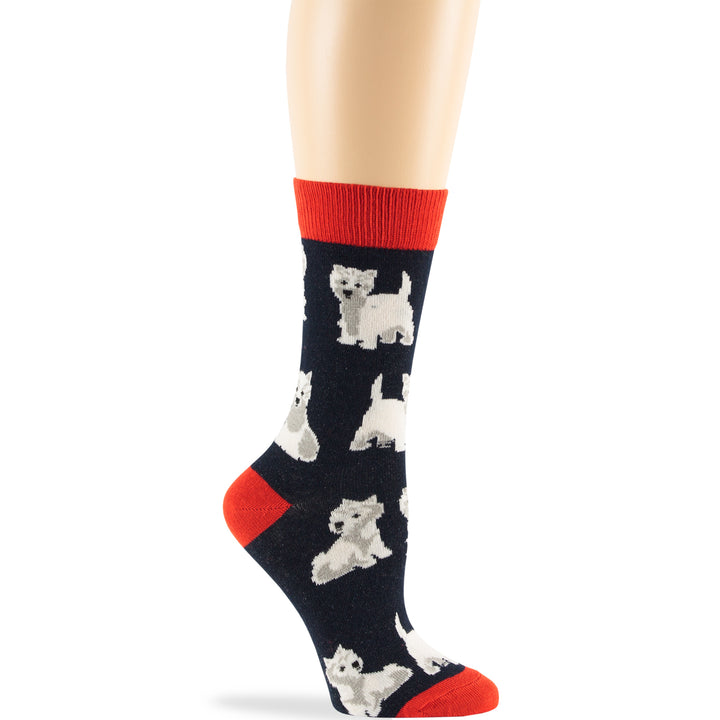 women-cotton-calf-socks-4 pack-large-medium-spaniel-beagle-chihuahua-puppy-dark-navy