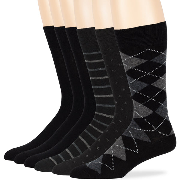 men-cotton-socks-6-pack-crew-large-10-13-assorted-patterned-black