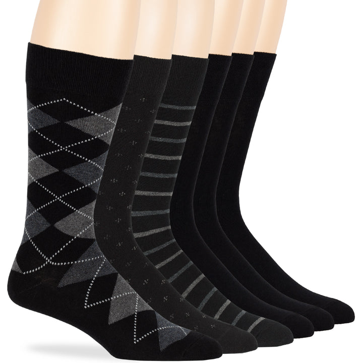 men-cotton-socks-6-pack-crew-large-10-13-assorted-patterned-black