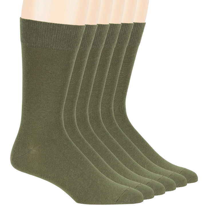 men-cotton-socks-6-pack-crew-large-10-13-olive-green