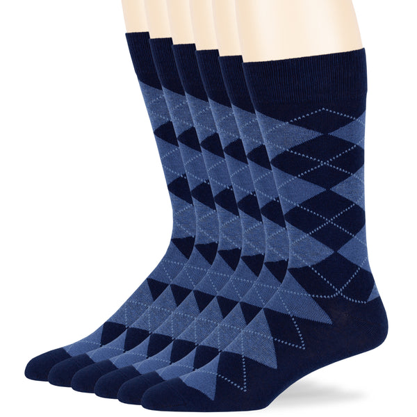 men-cotton-dress-socks-6-pack-crew-large-10-13-argyle-patterned-dark-navy