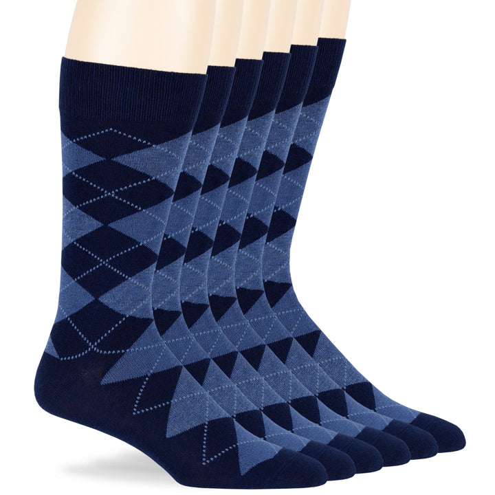 men-cotton-dress-socks-6-pack-crew-large-10-13-argyle-patterned-dark-navy